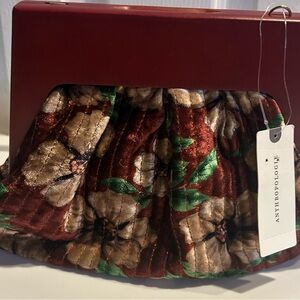 Anthropologie Burgundy and Floral Clutch